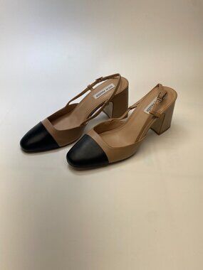 Steve Madden Womens Belinda Ballerina Tan Leather Slingback Heel Sz 10